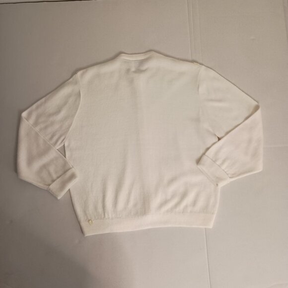 Ste Laurent Vintage White Embellished Crop 3/4 Sleeve Cardigan Sweater Women’s - Picture 13 of 16